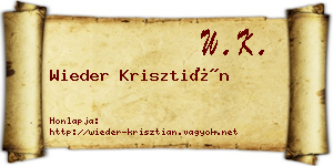 Wieder Krisztián névjegykártya